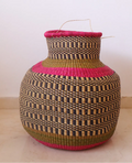 Pink Round African Decorative Basket Burkina Faso