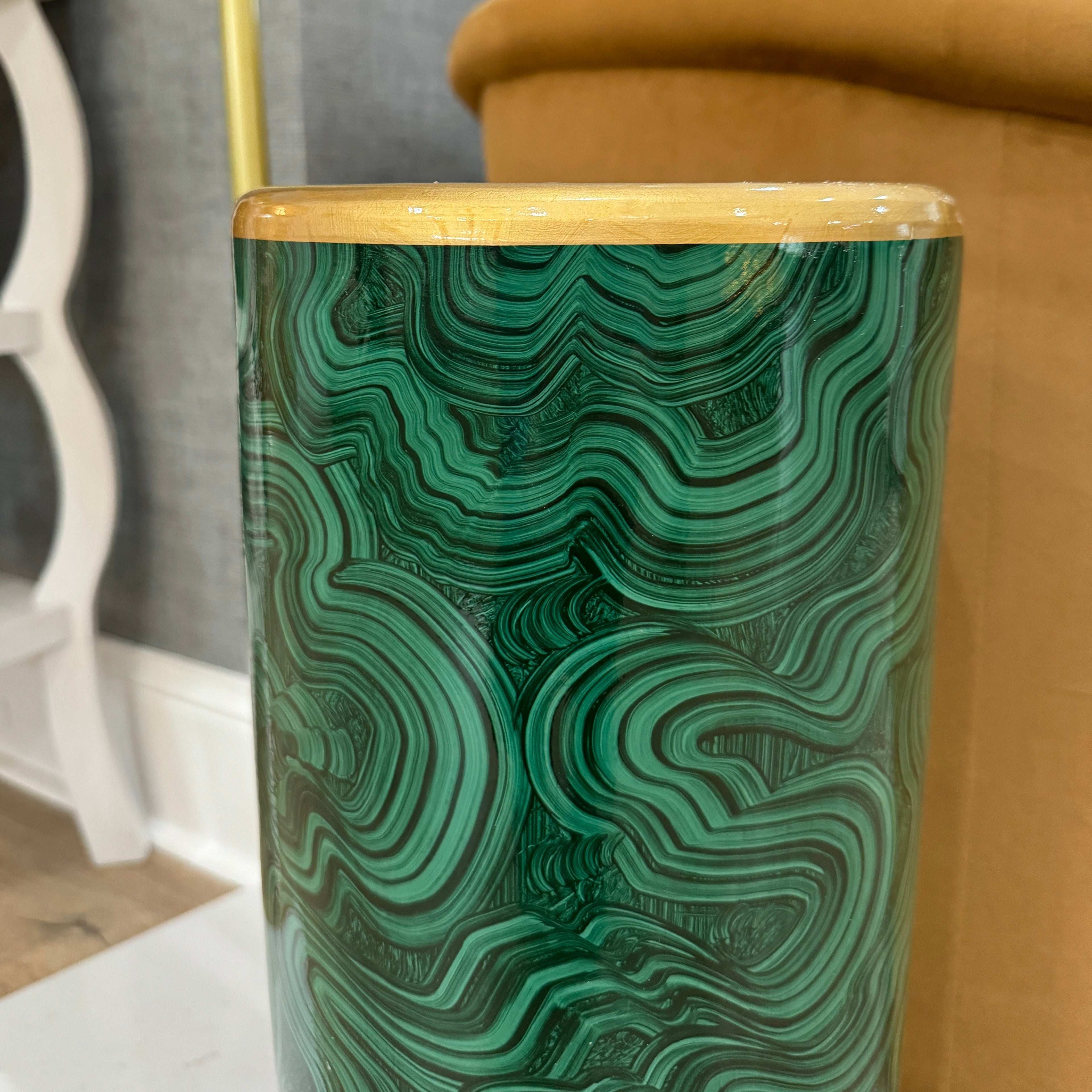 Ceramic Malachite-Inspired Umbrella Stand