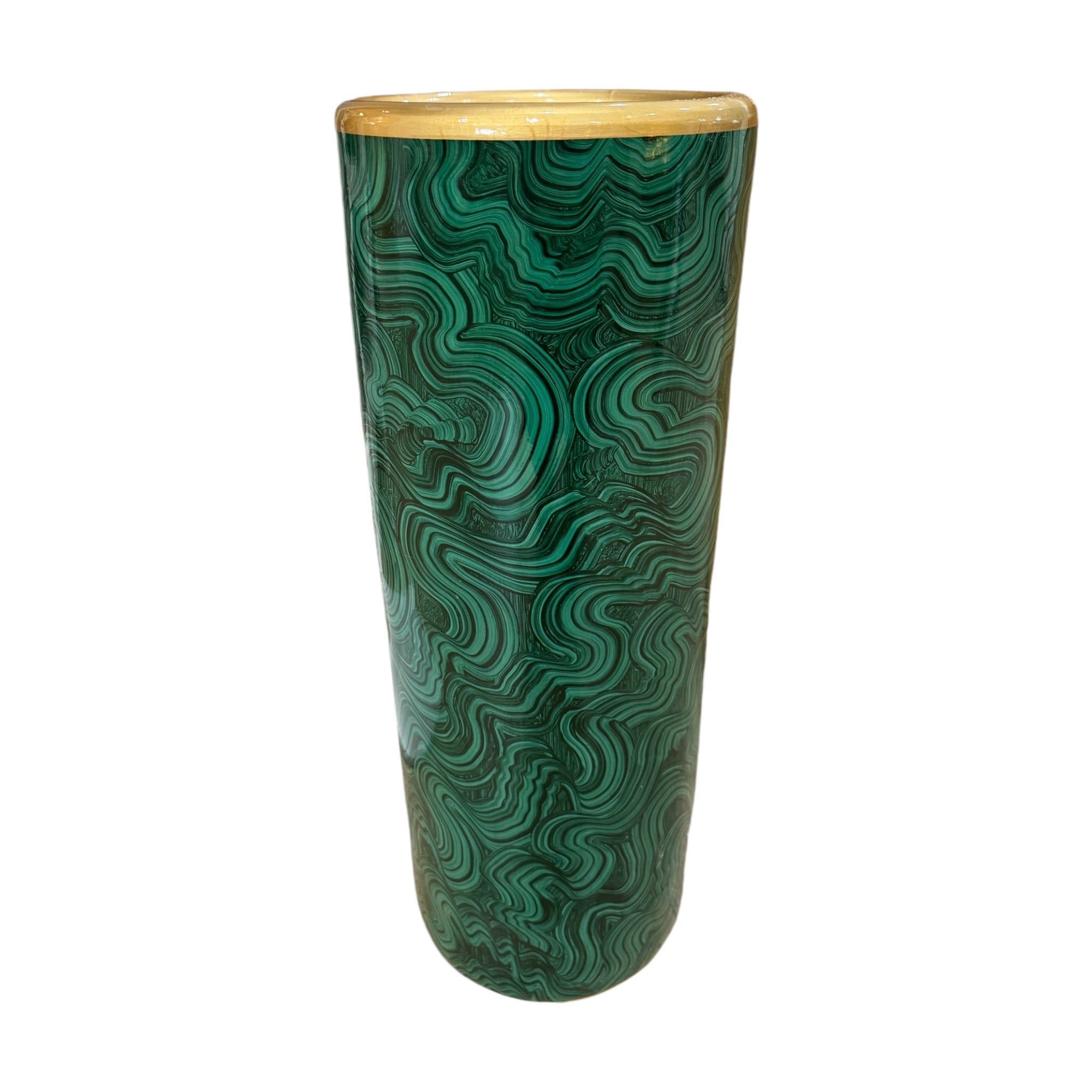 Ceramic Malachite-Inspired Umbrella Stand